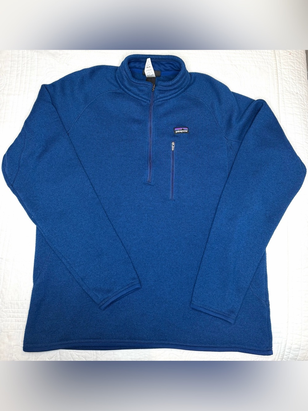 Patagonia Men's Large  Better Sweater 1/4 Zip Fleece Jacket Blue Long Sleeve